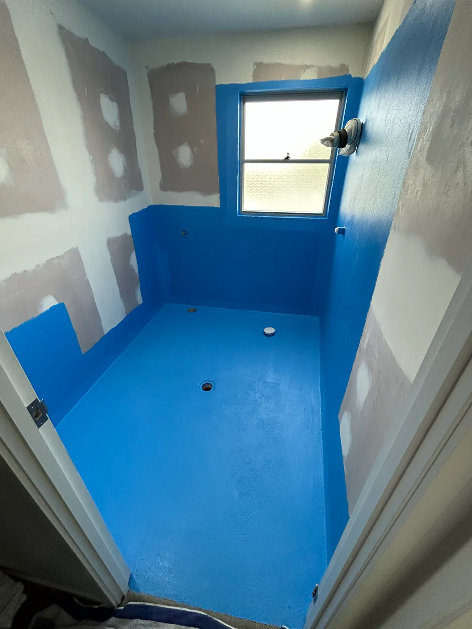 Bathroom waterproofing in progress — Brisbane — LoveBuild Homes