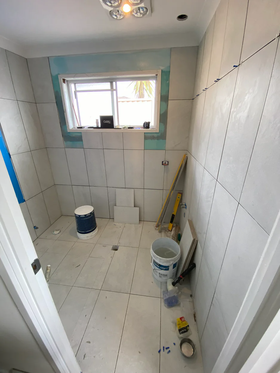 Bathroom waterproofing in progress — Gold Coast — LoveBuild Homes