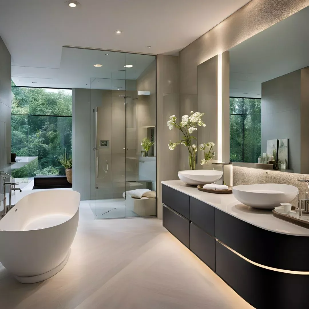 Premium bathroom with stone detailing in Brisbane